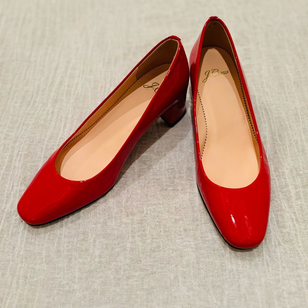 J. Crew Red Leather Heels, Size 6, NWOT